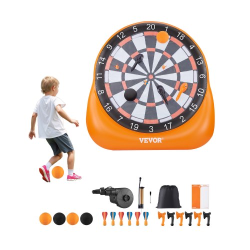 VEVOR Bersaglio Gonfiabile da Calcio con 4 Palline da Calcio 6 Freccette, 6 Asce e Pompa dell'Aria, Montaggio in 3 Minuti e Borsa per Trasporto, per Giochi Giardino 2000 x 1400 x 2000 mm