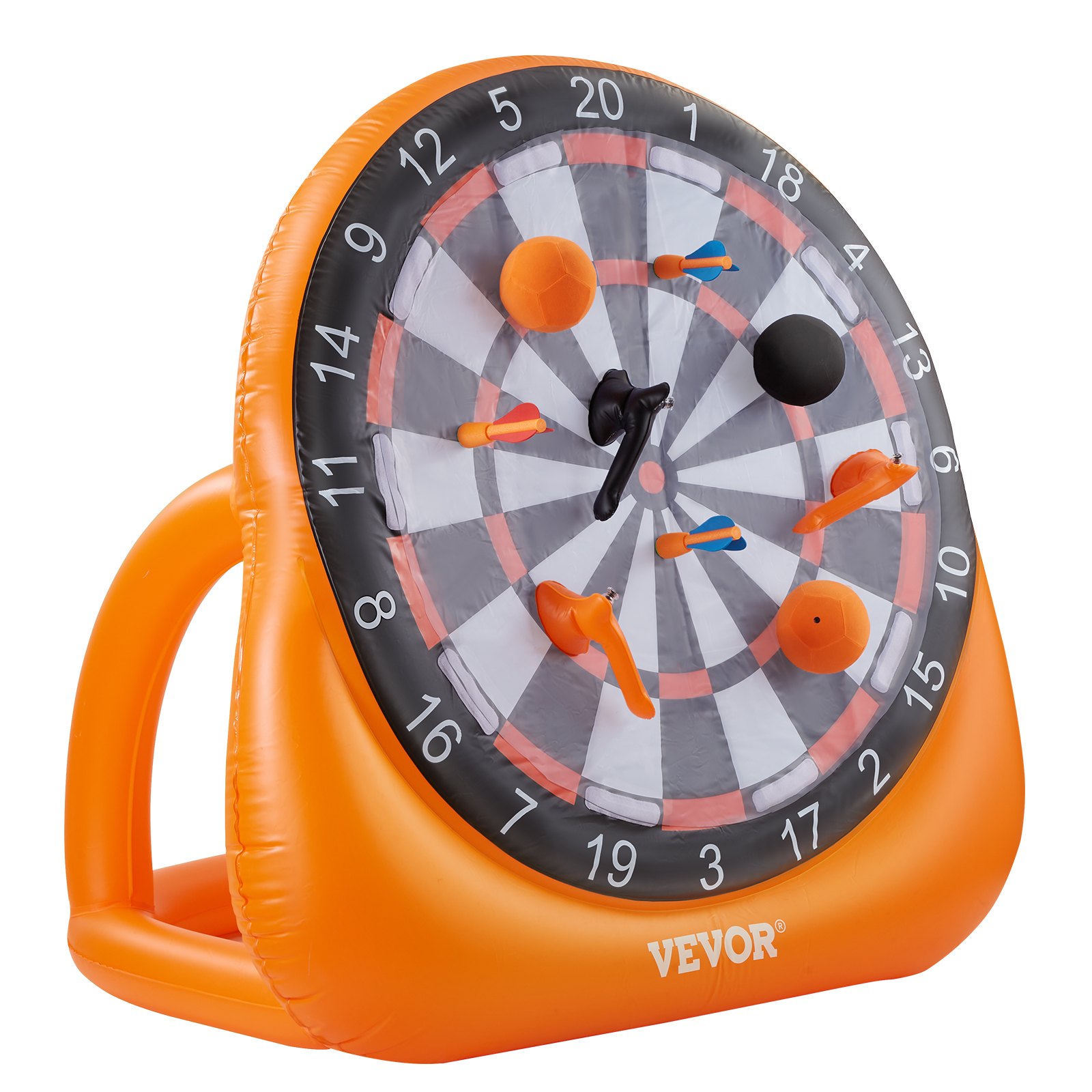 VEVOR Bersaglio Gonfiabile da Calcio con 4 Palline da Calcio 6 Freccette, 6 Asce e Pompa dell'Aria, Montaggio in 3 Minuti e Borsa per Trasporto, per Giochi Giardino 2000 x 1400 x 2000 mm