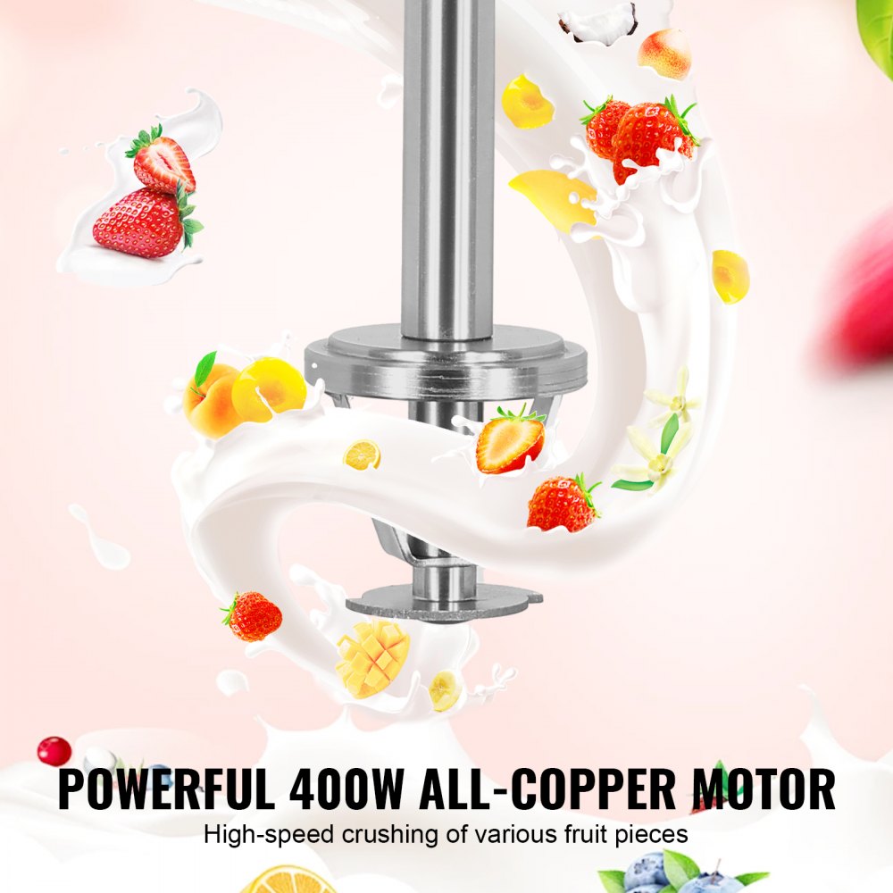 VEVOR Ice Cream Mixer, 400W High-Speed Ice Cream Machine, Mixer, Stirring Machine, 4200 RPM, Variable Speed Control, 304 Stainless Steel Ice Cream Shaker, 3 Hand Cups, Makes Various Ice Cream Flavors