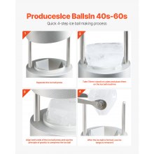 VEVOR Pressa per Cubetti di Ghiaccio 65mm, Stampo per Cubetti di Ghiaccio Rotondi in Alluminio Aeronautico, Pressa per Cubetti di Ghiaccio con Vassoio Antigoccia Pinze Bevande Cocktail Whisky Bar