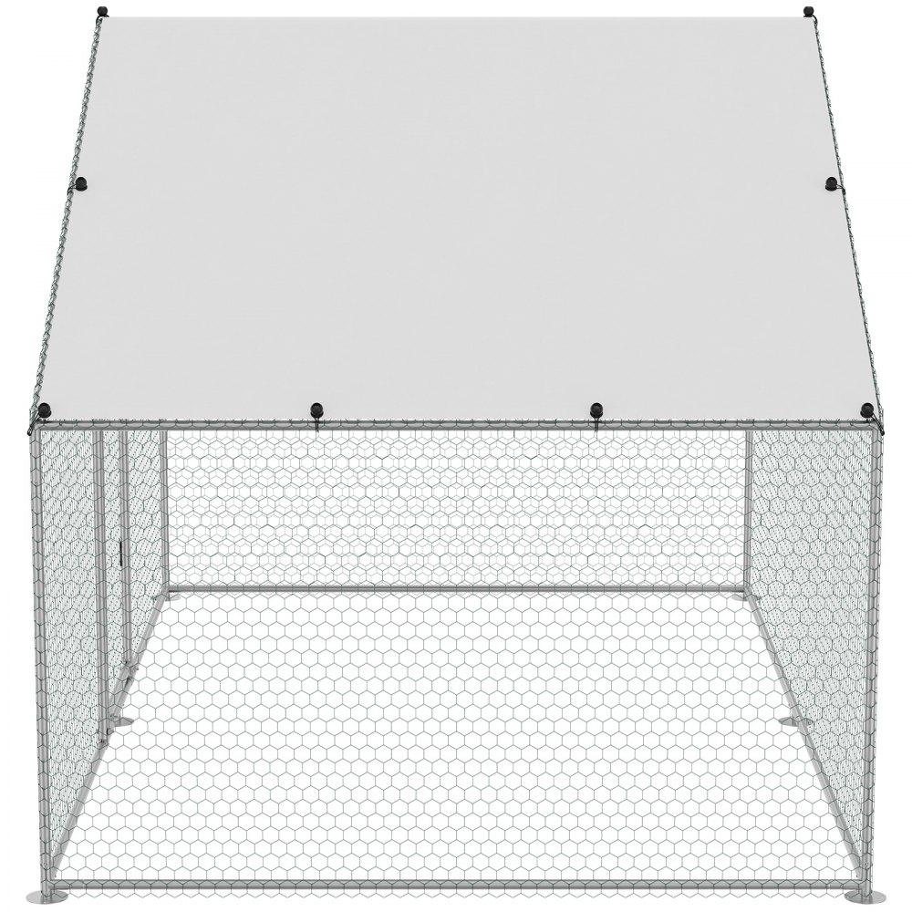 VEVOR Grande pollaio in metallo con recinto, 3x1,97x1,99 m, recinto per polli con copertura, tetto a punta, chiusura di sicurezza per pollaio, per esterno, cortile, fattoria, pollame