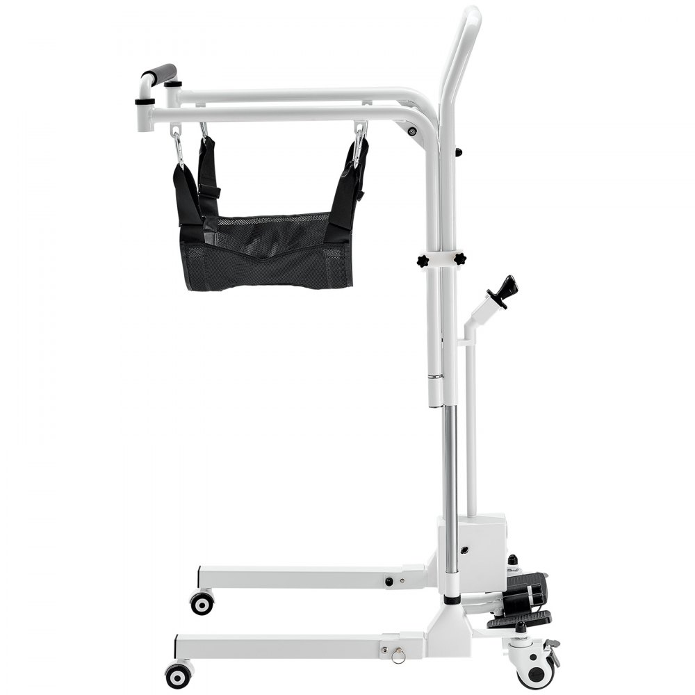 VEVOR Sedia da Trasferimento Elettrica per Pazienti, Sedia a Rotelle Pieghevole Altezza Regolabile, Sedia da Toilette Comoda da Comodino con Ruote 2 Cuscini per Anziani Disabili, Capacità 99,7 kg