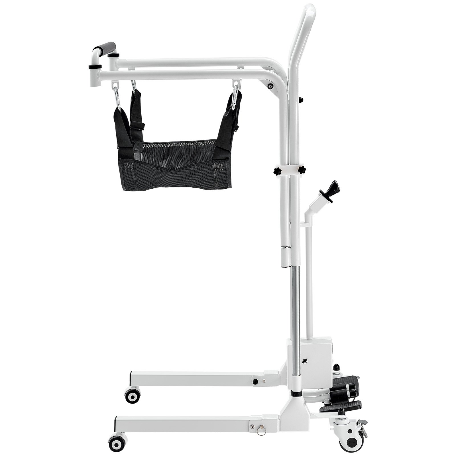 VEVOR Sedia da Trasferimento Elettrica per Pazienti, Sedia a Rotelle Pieghevole Altezza Regolabile, Sedia da Toilette Comoda da Comodino con Ruote 2 Cuscini per Anziani Disabili, Capacità 99,7 kg