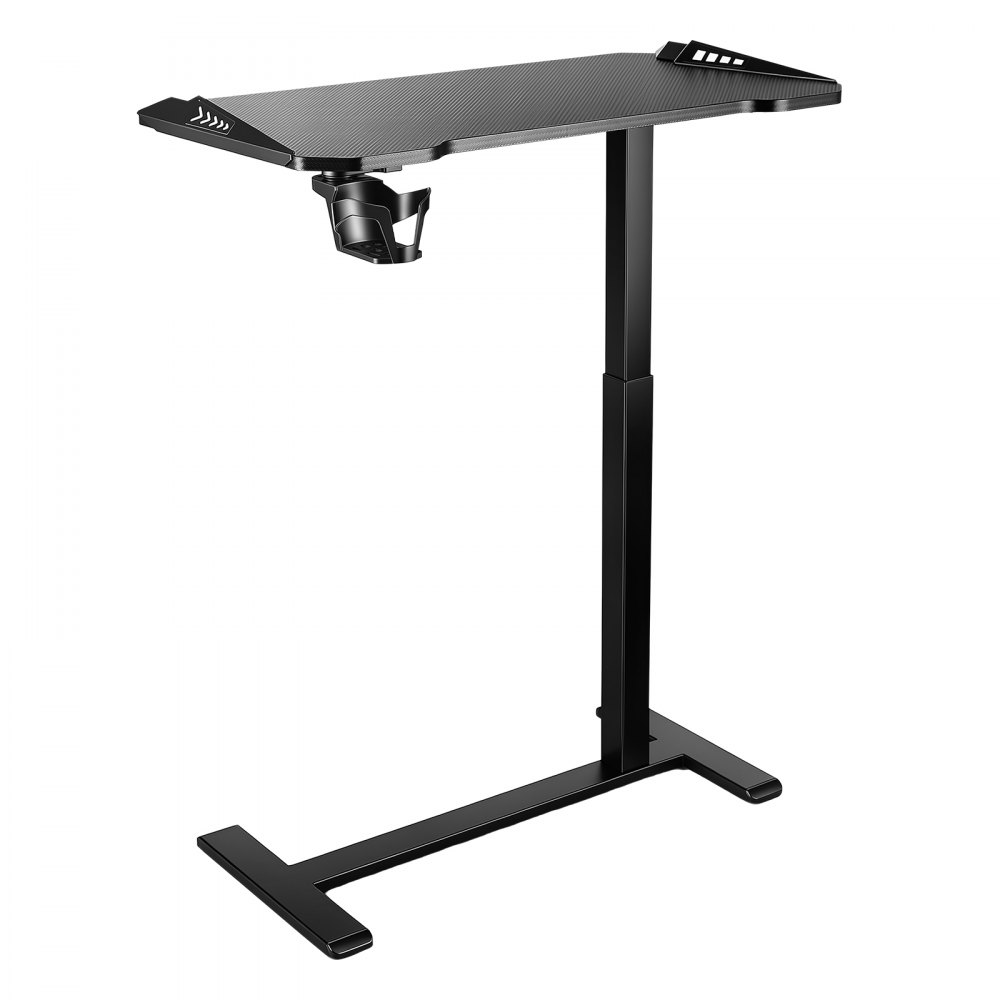 VEVOR Tavolino da Letto Misure 800 x 450 mm Mobile con Ruote a Scomparsa, per Casa Ufficio Divano, Scrivania per Laptop e da Gioco Regolabile in Altezza, Dotato di Luce RGB e Portabicchieri, Nero