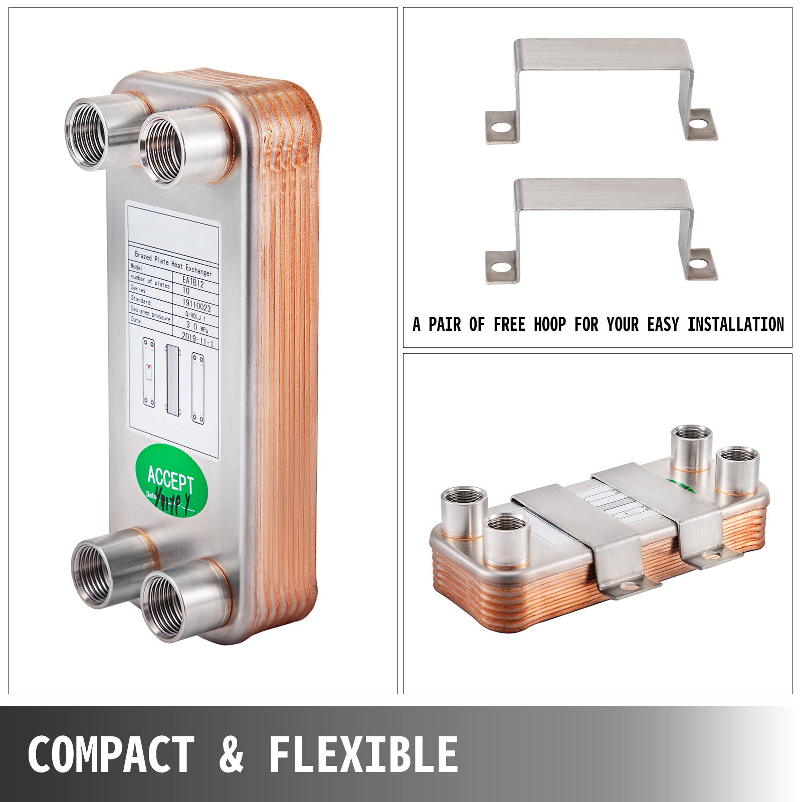 Scambiatore Di Calore A 10 Piastre Scambiatore Per Riscaldamento 1/2" Bsp Fpt