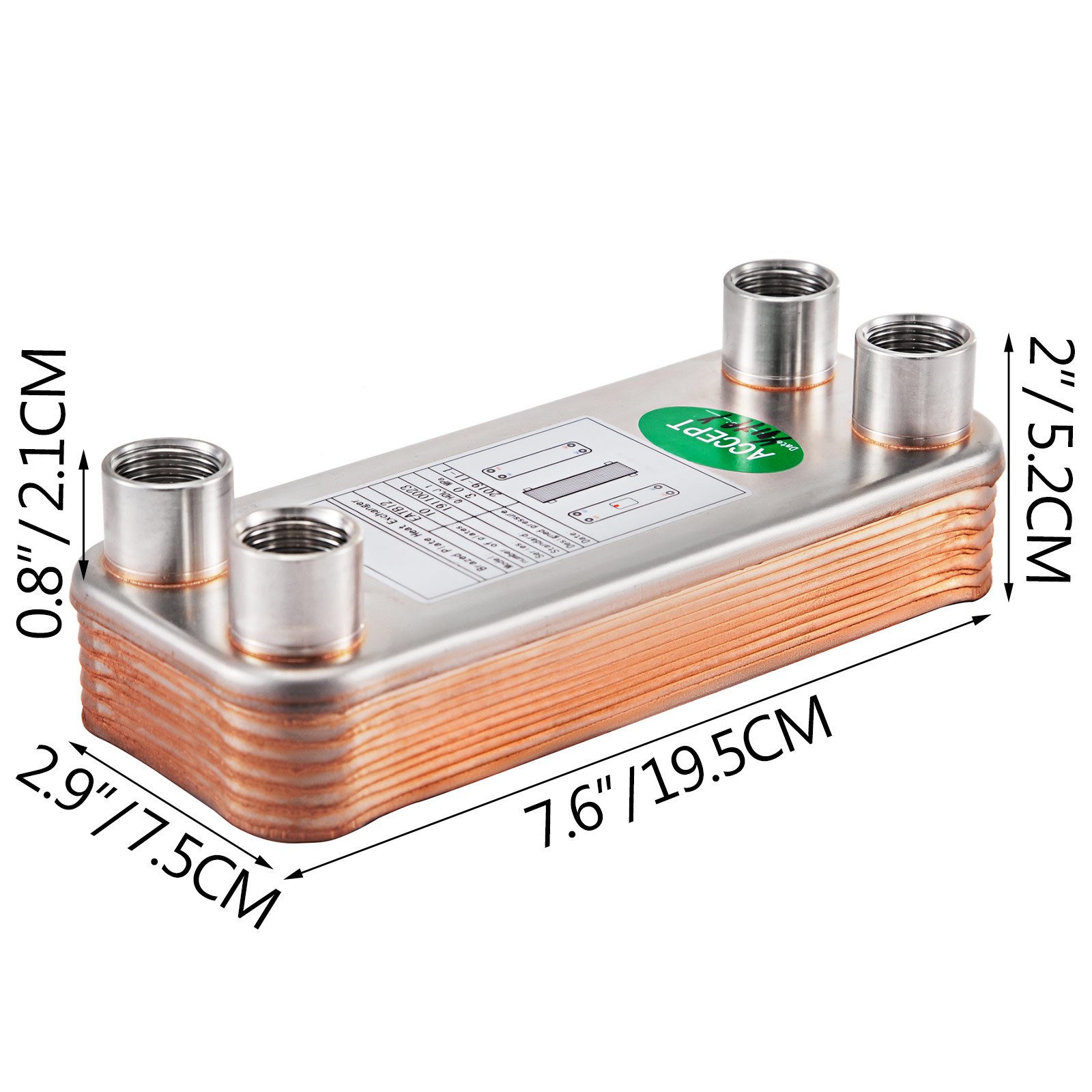 Scambiatore Di Calore A 10 Piastre Scambiatore Per Riscaldamento 1/2" Bsp Fpt