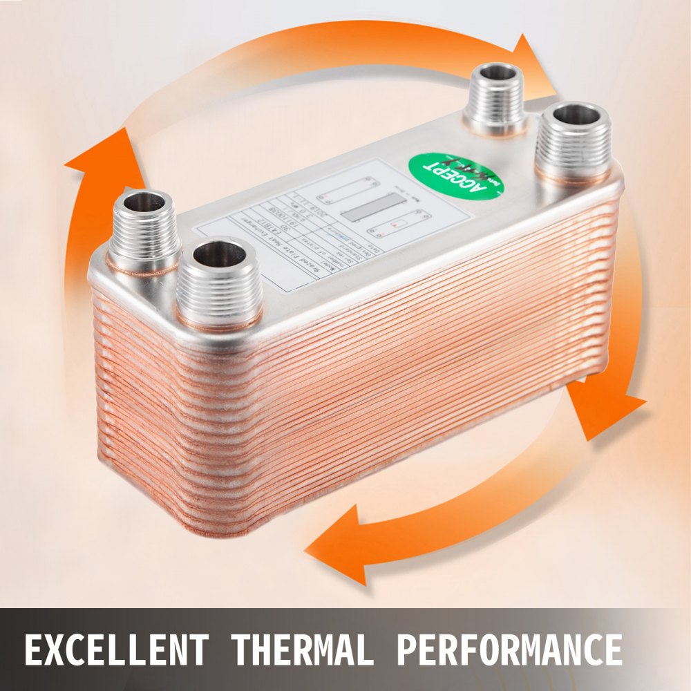 Scambiatore Di Calore A 30 Piastre saldobrasato 1/2 " 3/4" Mnpt riscaldamento