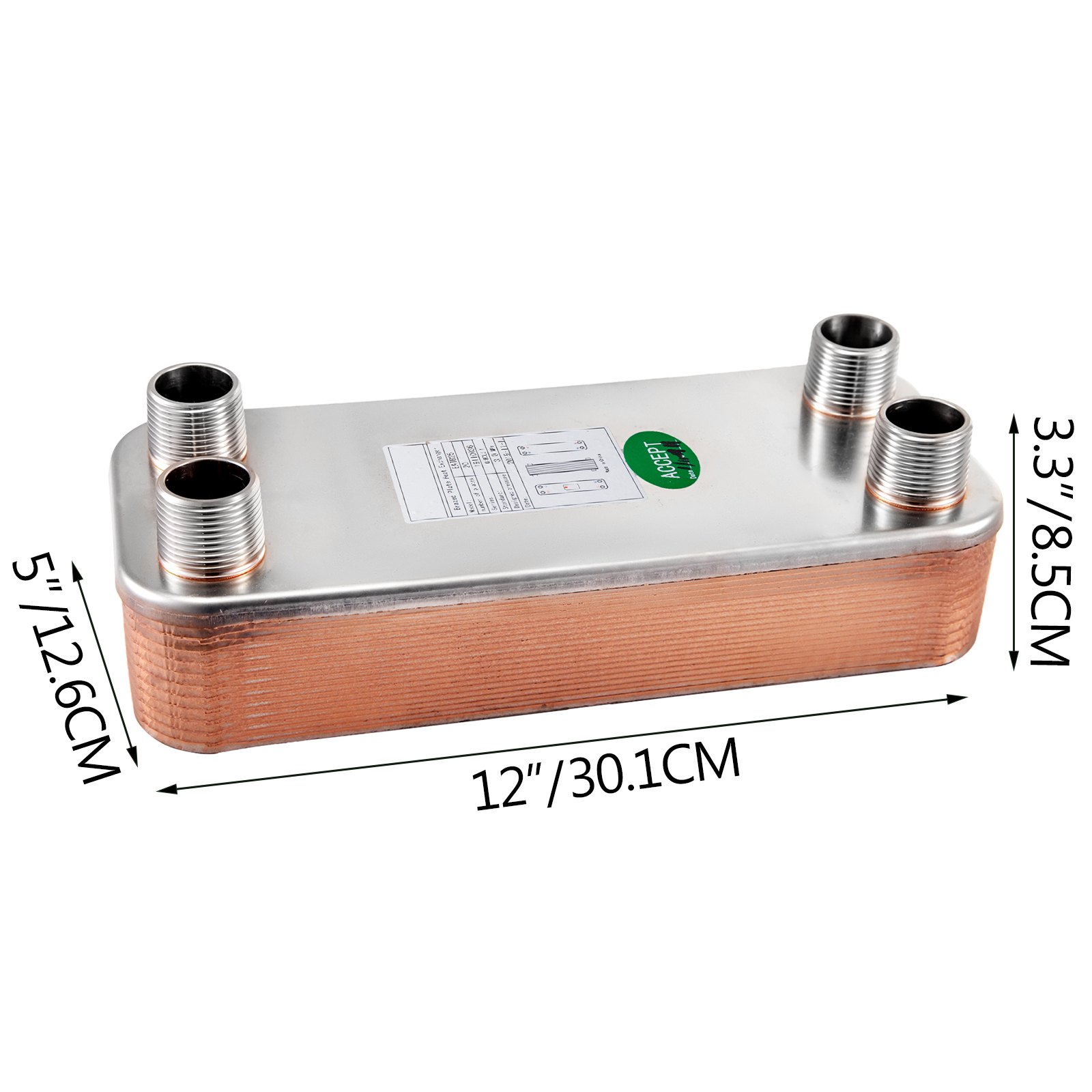 Scambiatore Di Calore A 20 Piastre saldobrasato 1 1/4" Mnpt Per riscaldamento