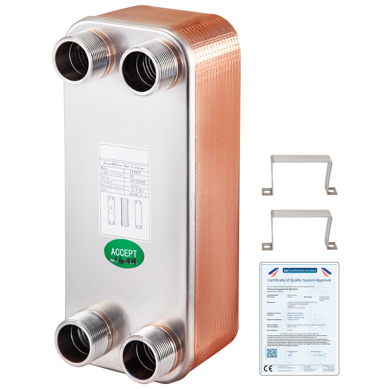 Scambiatore Di Calore A 30 Piastre 1 1/4" Mnpt Per Riscaldamento Eatb25