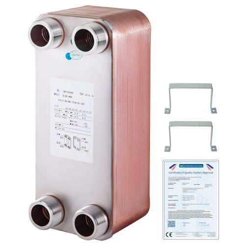 Scambiatore Di Calore A 40 Piastre 1 1/4" Mnpt Scaldabagni Caldaie 316l Rame