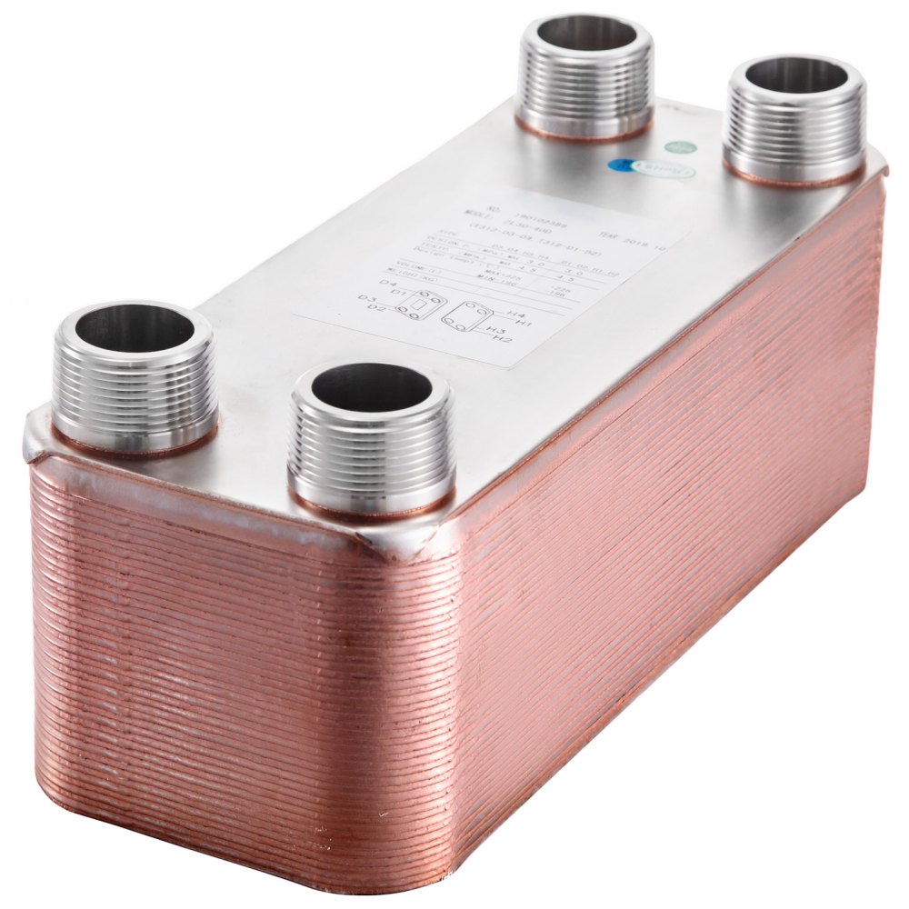 Scambiatore Di Calore A 40 Piastre 1 1/4" Mnpt Scaldabagni Caldaie 316l Rame