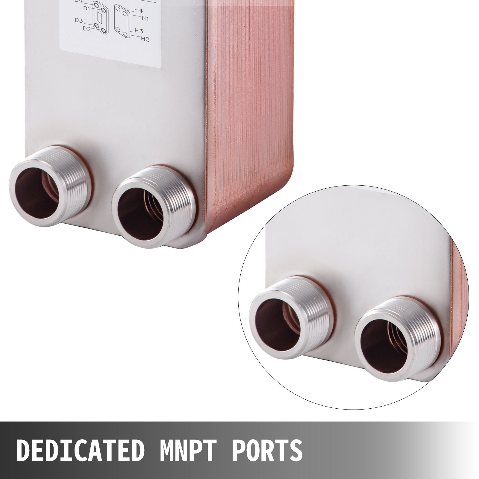 Scambiatore Di Calore A 40 Piastre 1 1/4" Mnpt Scaldabagni Caldaie 316l Rame