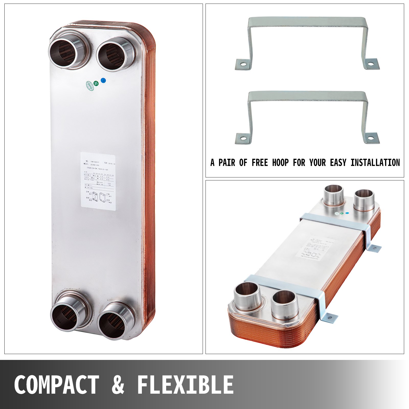 Scambiatore Di Calore A 20 Piastre saldobrasato 2" Mnpt Per riscaldamento