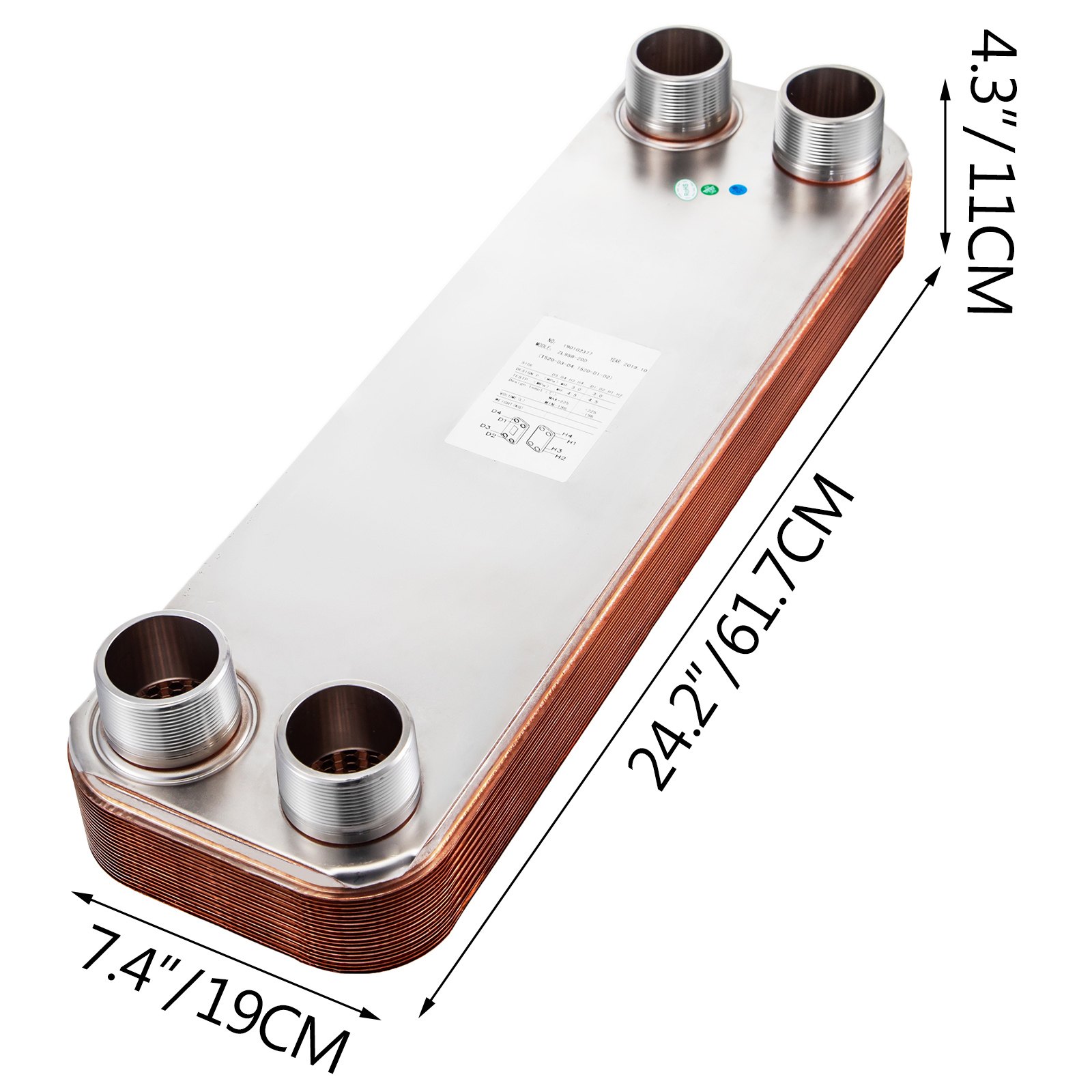 Scambiatore Di Calore A 20 Piastre saldobrasato 2" Mnpt Per riscaldamento