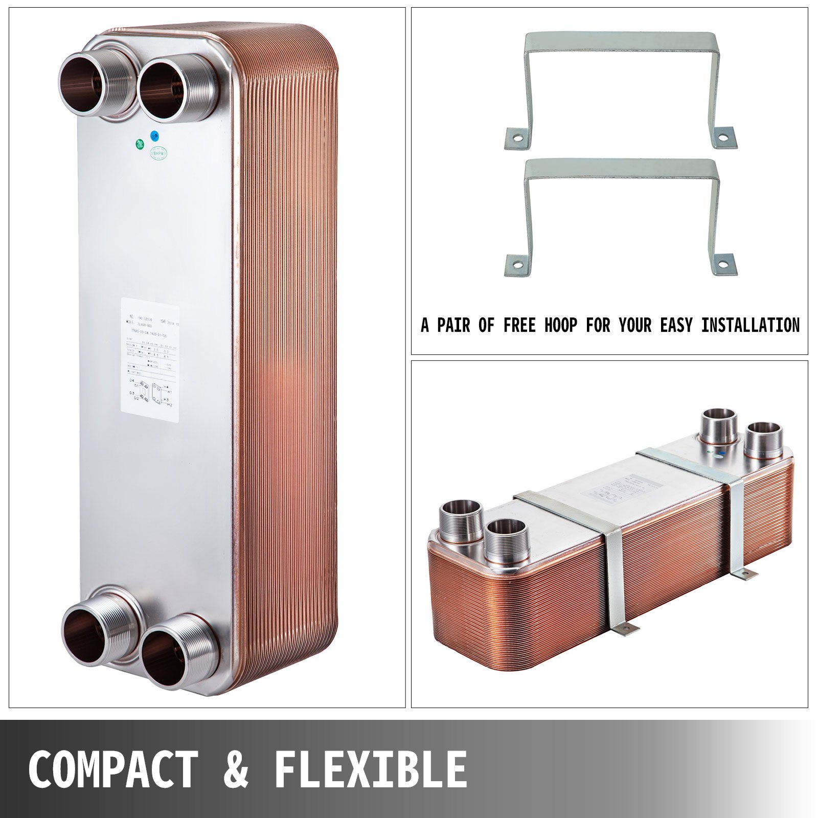 Scambiatore Di Calore A 50 Piastre saldobrasato 2" Mnpt Per riscaldamento