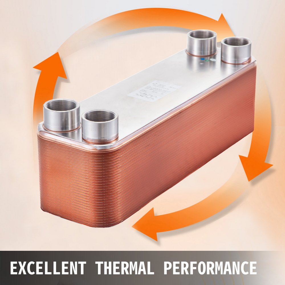 Scambiatore Di Calore 60 Piastre 316l + 99,9% Rame Per Riscaldamento 2" Fnpt