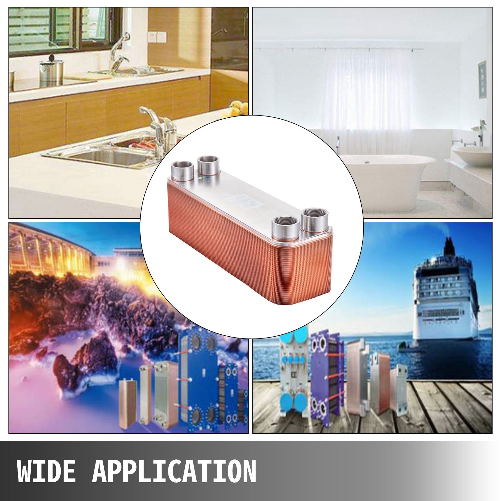 Scambiatore Di Calore 60 Piastre 316l + 99,9% Rame Per Riscaldamento 2" Fnpt