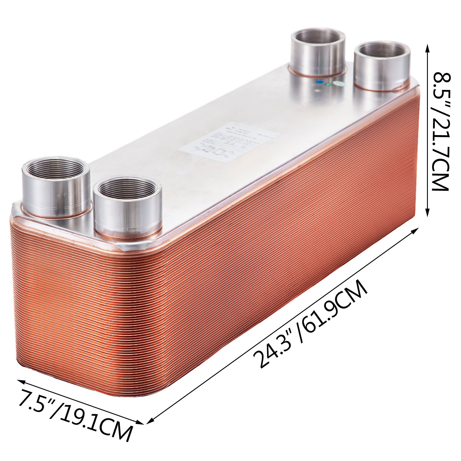 Scambiatore Di Calore 60 Piastre 316l + 99,9% Rame Per Riscaldamento 2" Fnpt