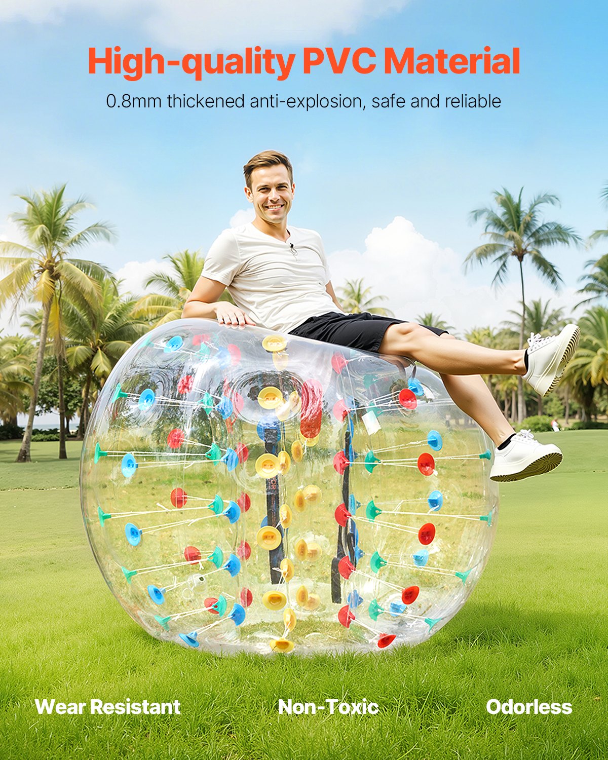 VEVOR Palline Paraurti Gonfiabili, Vestito Portatile di Sumo della Palla 0,8mm di Spessore per Sport all'Aperto Gioco di Squadra, Giocattolo per Giardino Cortile Parco, Multicolore 1,5 m