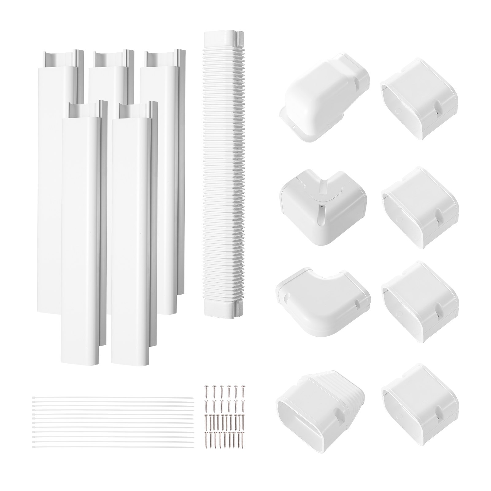 VEVOR Mini Copertura Split Line, 75 mm di Larghezza 3110 mm di Lunghezza, Copertura Decorativa per Condotti in PVC per Condizionatori d'Aria, Bianco