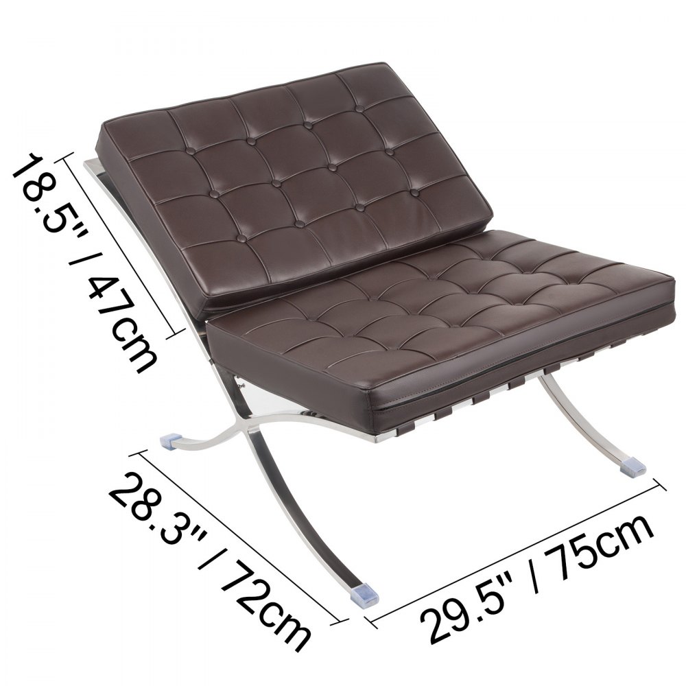 Poltrona Sedia Lounge In Pelle Pu Stile Barcellona Portico Pelle Fiore