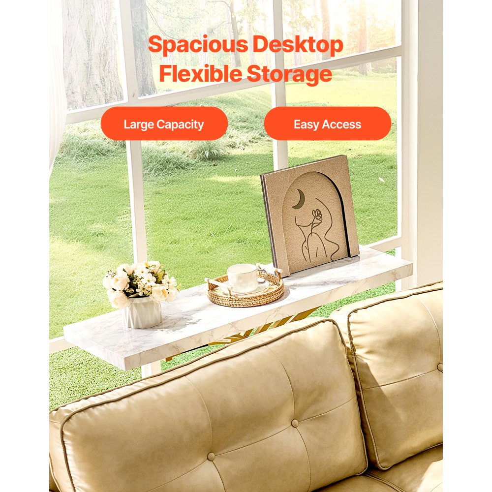 VEVOR Tavolo Stretto Dietro Divano, Tavolino da Ingresso Lungo a 1 Livello e Tavola da Corridoio Sottile, con Struttura in Metallo, per Ingresso, Corridoio, Soggiorno, 100 x 30 x 81 cm