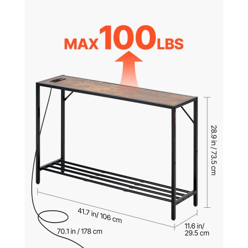 Vermess Consolle 2 Pezzi Con Prese Elettriche - Lunga 99 Cm, Struttura In Metallo, Perfetta Per Ingresso O Dietro Il Divano - 2