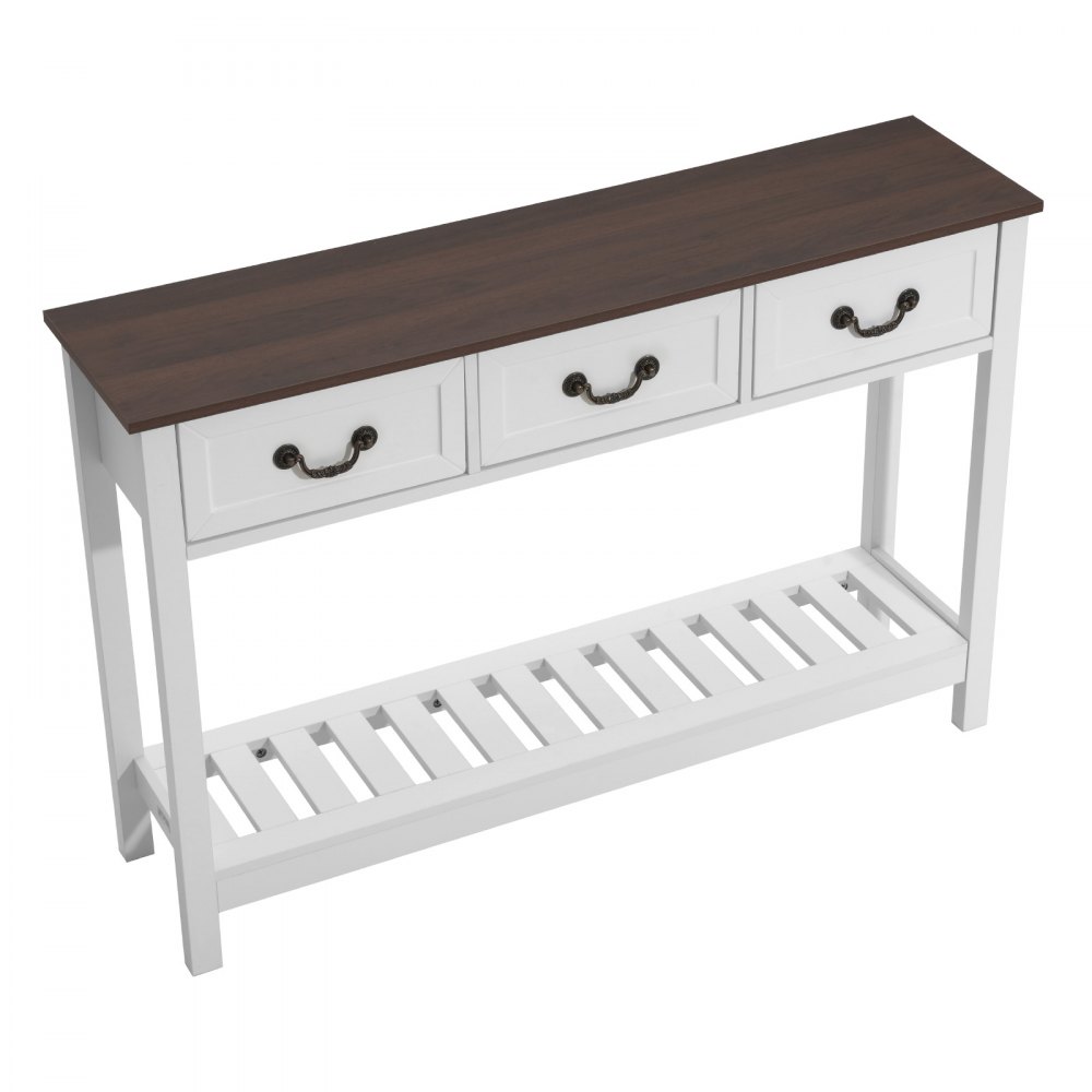 VEVOR Tavolino Console da Ingresso con Cassetti e Vano Portaoggetti, Rettangolare Stretto in MDF e Truciolato per Corridoio, Camera da Letto, Soggiorno, Ingresso, 120 x 30 x 80 cm Bianco