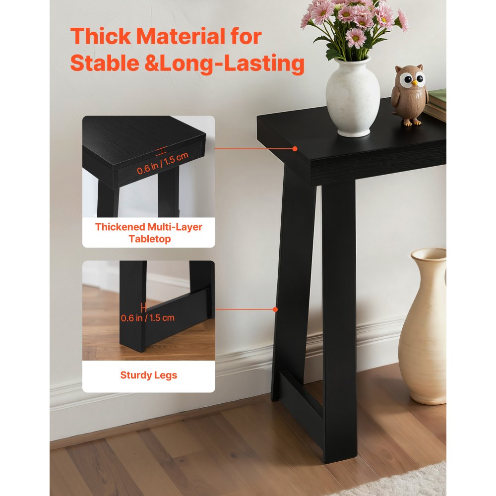 VEVOR Tavolo d'Ingresso Dietro il Divano 91,5 x 30,5 x 81 cm, Tavolino Laterale Rettangolare in Pannello Multistrato per Corridoio, Camera da Letto, Soggiorno, Moderno Tavolo da Corridoio Nero