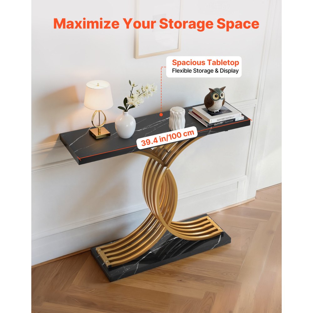 VEVOR Tavolo d'Ingresso Dietro il Divano 100 x 30 x 81 cm, Tavolino Laterale Rettangolare in Pannello Multistrato per Corridoio, Camera da Letto, Soggiorno, Moderno Tavolo da Corridoio Nero