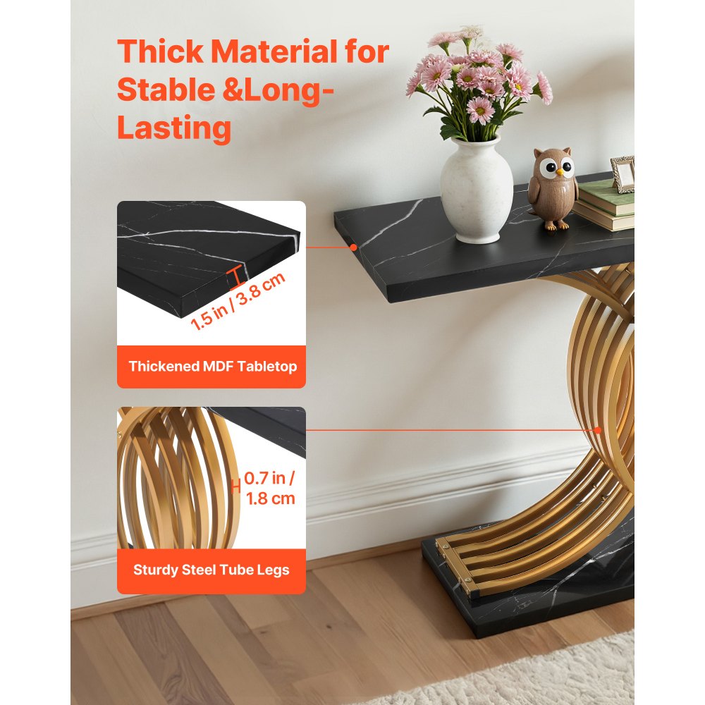 VEVOR Tavolo d'Ingresso Dietro il Divano 100 x 30 x 81 cm, Tavolino Laterale Rettangolare in Pannello Multistrato per Corridoio, Camera da Letto, Soggiorno, Moderno Tavolo da Corridoio Nero