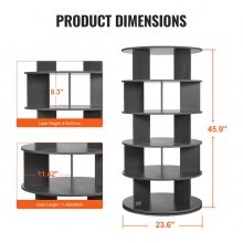 VEVOR Scarpiera Girevole a 5 Ripiani Espositore per Scarpe Girevole a 360° Nero
