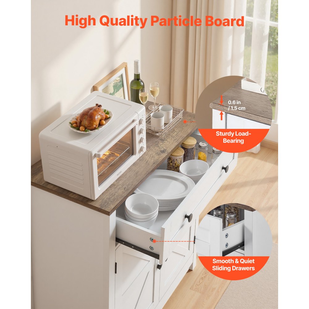 VEVOR Credenza da Cucina con Cassetti, Armadietto Organizzatore da Salotto, Mobiletto Portaoggetti da 75 x 37,5 x 80 cm Mobiletto Buffet in Truciolato e MDF, per Soggiorno, Ingresso, Cucina