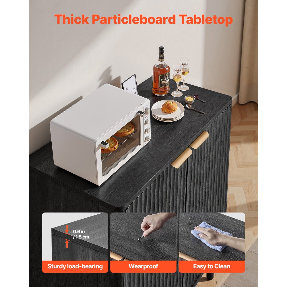 VEVOR Armadietto Portaoggetti da Salotto con 2 Ripiani, Credenza Mobile Contenitore in Stile Medievale per Soggiorno, Mobiletto Portaoggetti 80 x 37,5 x 80 cm Capacità di Carico del Tavolo 30 kg