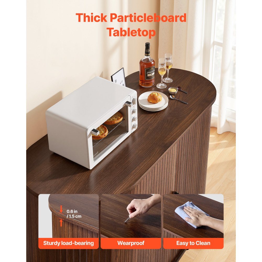 VEVOR Armadietto Organizzatore da Salotto con 2 Ante Scorrevoli, Credenza in Stile Medievale per Soggiorno, Ingresso, Mobile Contenitore da 100 x 40 x 75 cm, Credenza da Cucina in Noce