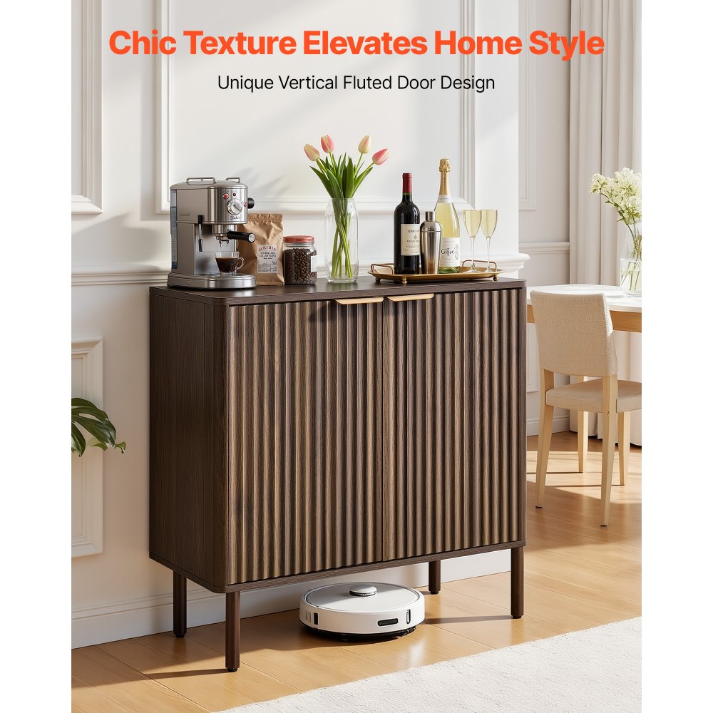 VEVOR Armadietto Portaoggetti da Salotto con 2 Ripiani, Credenza Mobile Contenitore in Stile Medievale per Soggiorno, Mobiletto Portaoggetti 80 x 37,5 x 80 cm Carico del Tavolo 30 kg Legno di Noce