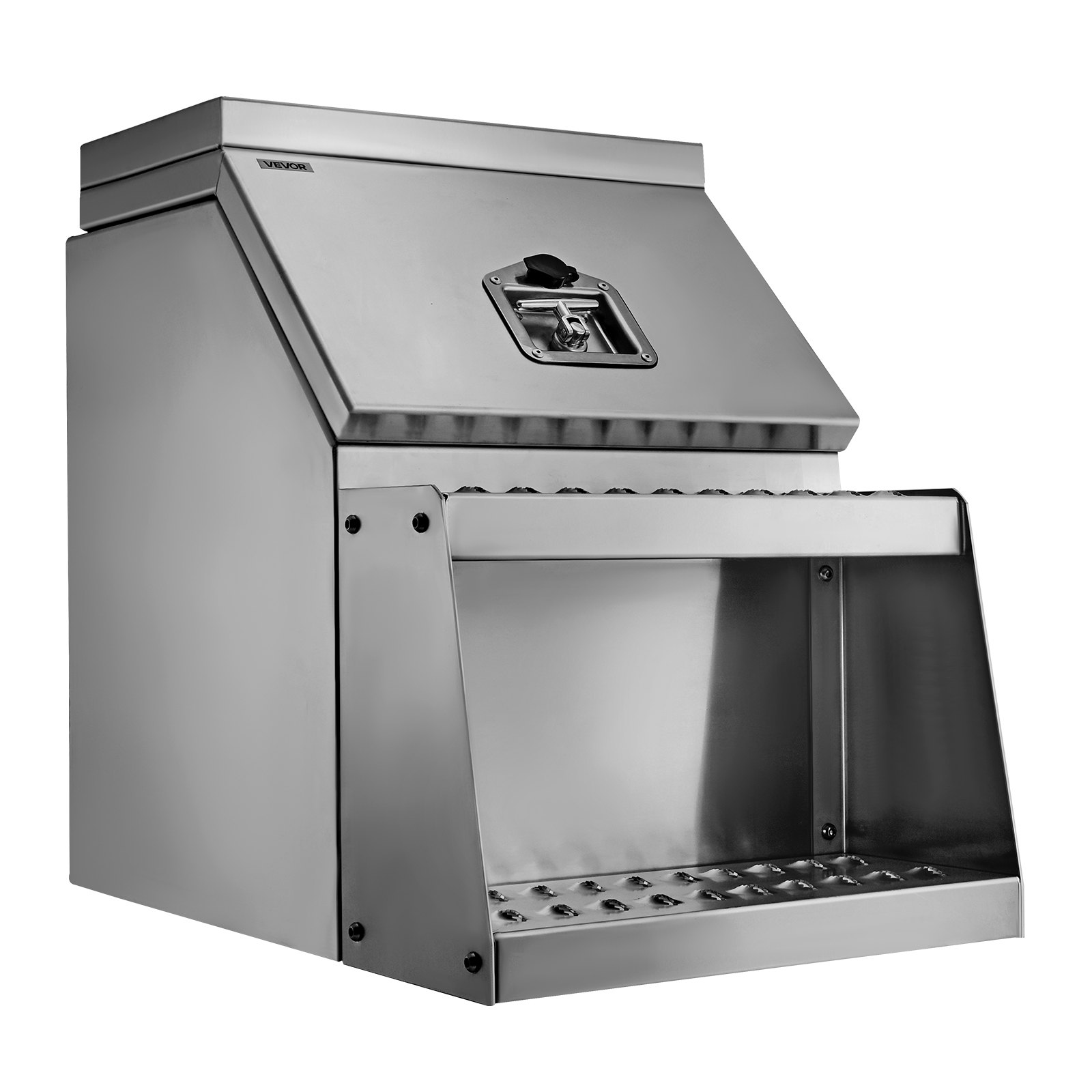 VEVOR Cassetta Portautensili a Scala per Camion, 457 x 695 x 645 mm in Alluminio, Montaggio Laterale, Cassetta Impermeabile con Maniglia a T e Chiavi per Semirimorchi, Rimorchi a Pianale