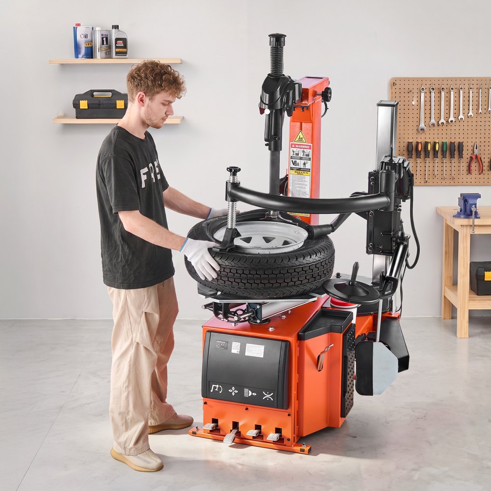 VEVOR Smontagomme per Pneumatici con Braccio Ausiliario 1100W per Officina Morsetto Esterno da 305-559 mm, Interno da 305-660 mm, Larghezza max 381 mm, Azionamento a Pedale, per Autofficine, Garage