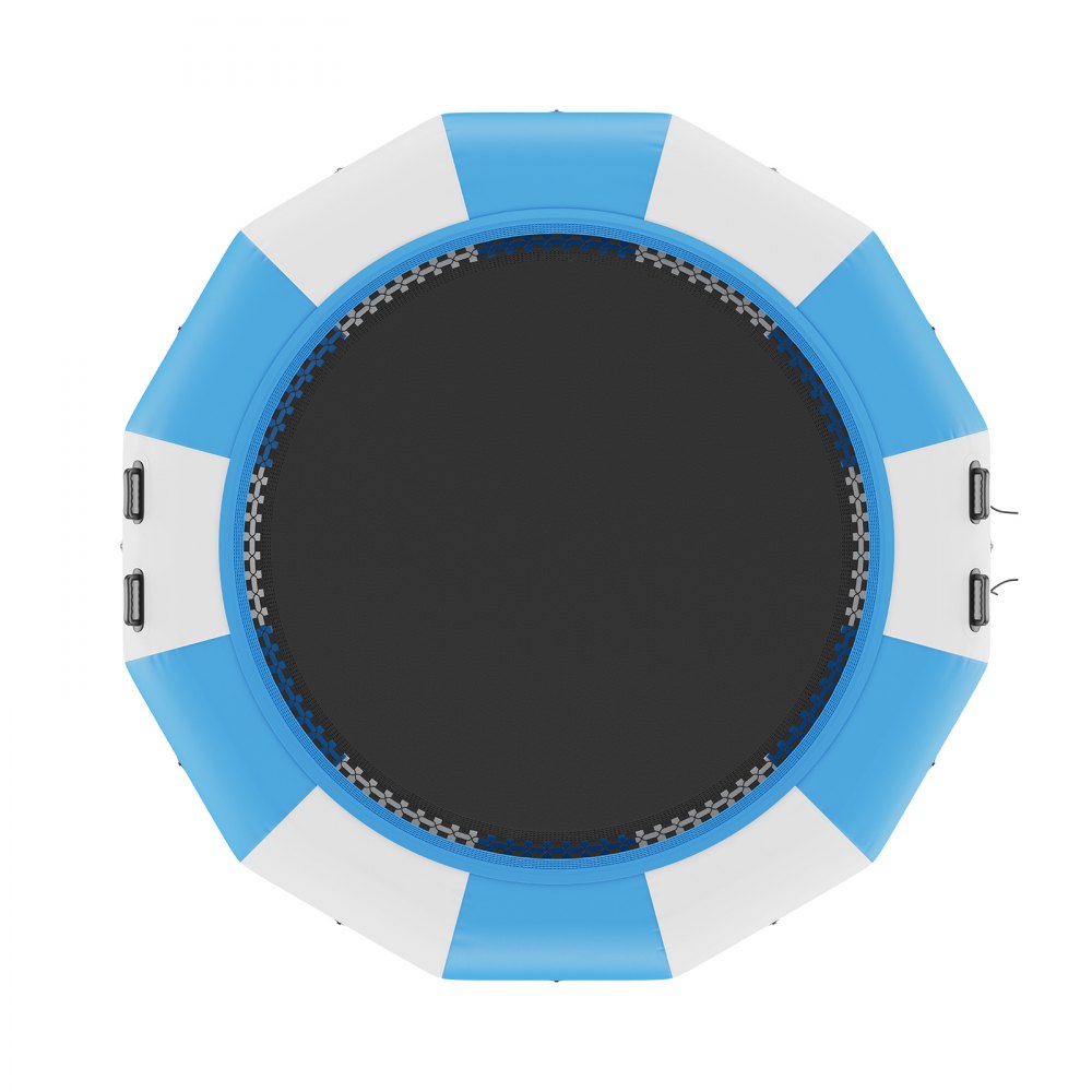 VEVOR Inflatable Water Trampoline with Ladder, Waterproof, Abrasion-Resistant, 3.96 m Jumping Surface, Jumping Platform Water Park Pool Trampoline, Blue + White, 226 kg Weight Capacity