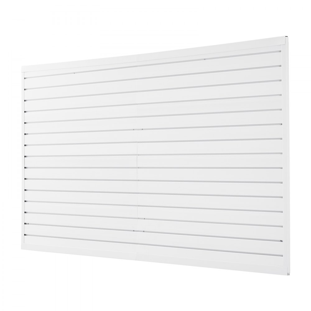VEVOR Pannelli per Pareti a Doghe per Garage con Accessori, Pannello per Pareti a Doghe Regolabile, con Struttura di Accoppiamento e Taglio Fai da Te Stoccaggio, Bianco 1225 x 2450 x 20 mm