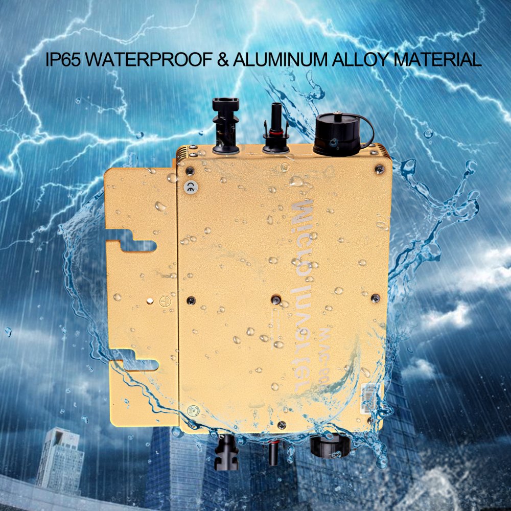 Vevor Micro Inverter Solare Connesso Alla Rete Mttp 600w Impermeabile Ip65 Oro