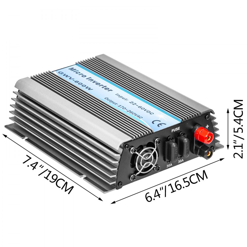Vevor Micro Inverter Gwv-600w Mttp Invertitore Collegato Alla Rete Solare 22-60v