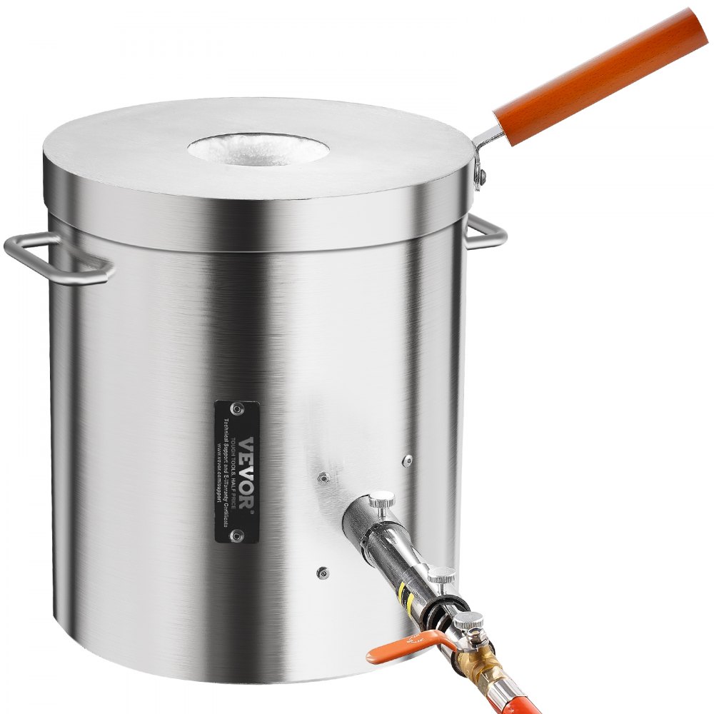 VEVOR Kit di Forno Fusorio a Gas Propano Capienza 8kg Temperatura Massima 1370℃ Corpo di Forno in Acciaio Inox per Metalli Fabbri Raffinerie, Kit di Forno di Fusione con Bruciatore a Propano