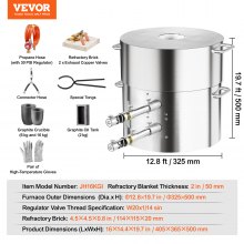 VEVOR Kit Forno Fusorio a Gas Propano Metalli Capienza 16kg Temperatura 1370℃