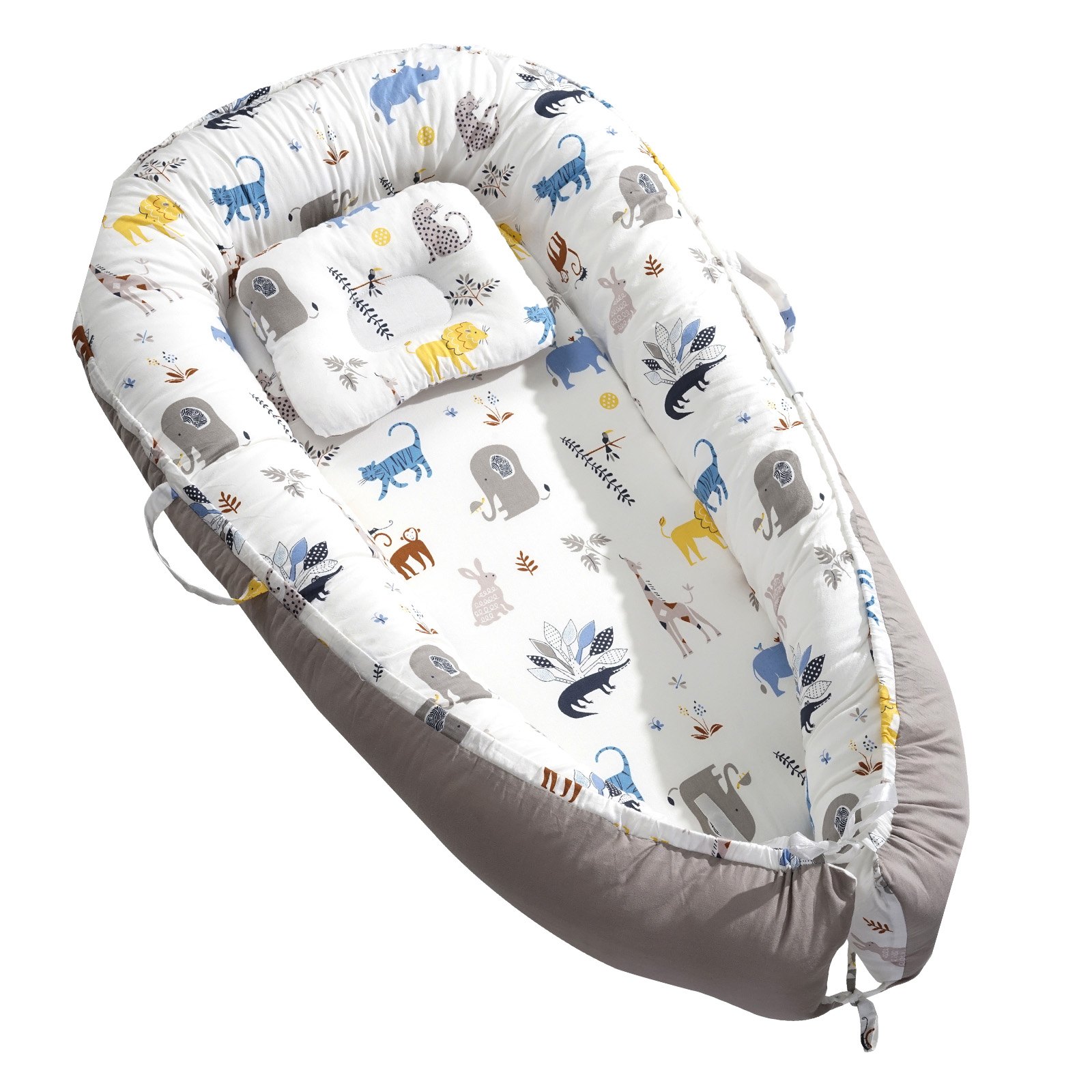 VEVOR Sdraio per Bambini 900 x 500 x 130 mm Cotone Morbido Nido per Neonati con Poggiatesta, Fodera Doppia Faccia, Lavabile in Lavatrice, Sedile Portatile per Bambini da Pavimento per Casa e Viaggio