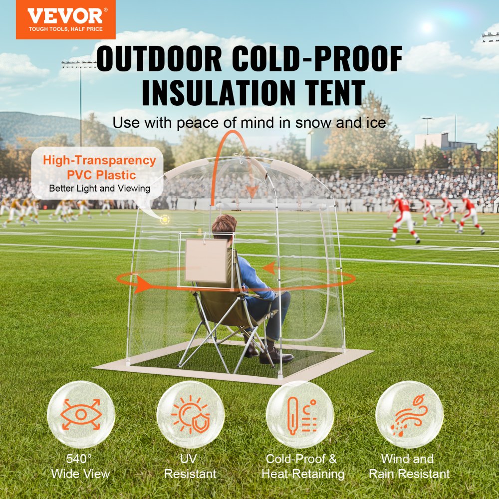 VEVOR 1-Person Sports Tent, Weatherproof Instant Tent, Outdoor Air Cushion Tent with Clear View, Climate Controlled Canopy for Soccer, Football, Softball and other sporting events, parades and fishing