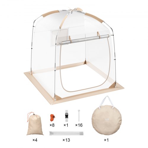 VEVOR Spaziosa Tenda Per Riporre Le Bici All'Aperto Con Finestra Ventilata, Tenda Impermeabile Arco Superiore Con Fibra Di Vetro E Doppie Cerniere Da 1a 2 Bici, 1950 X 810 X 1730 Mm