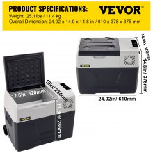 VEVOR Congelatore per Frigorifero Elettrico Portatile, Capacità 30 L Piccolo Frigorifero Congelatore 22,4 x 14,5 x 14,2 Pollici Mini Frigorifero per Auto Guida Viaggi Potenza Totale in Ingresso 45 W