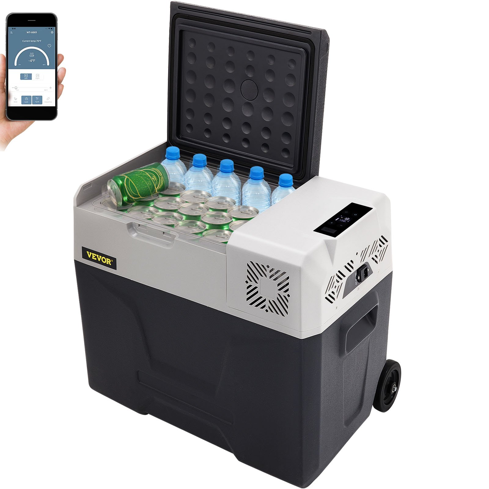 VEVOR Mini Frigorifero Portatile per Auto Congelatore 50L Schermo LED Digitale, Frigo Portatile Capienza 50L Campeggio Viaggio Auto Schermo di Controllo, Frigo Portatile 12V/24V da Auto Camion Barca