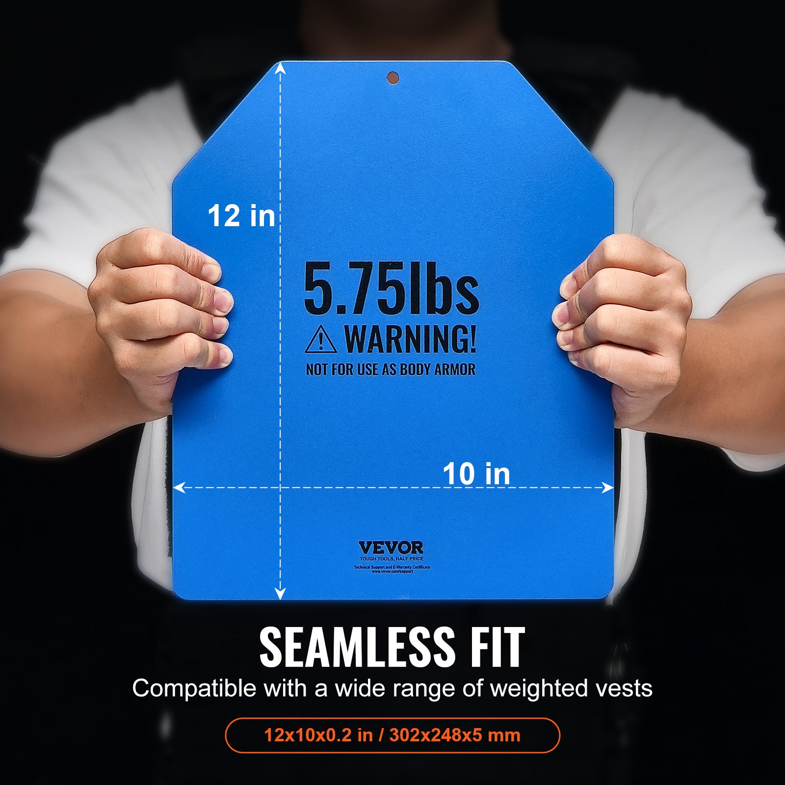VEVOR Piastre per Giubbotti Zavorrati, Coppie 2,6 kg, Piastre Zavorrate in Acciaio Alta Qualità, Vestibilità Ergonomica Sagomata WOD, peso Aggiuntivo per Giubbotti Zavorrati, per Allenamento Forza